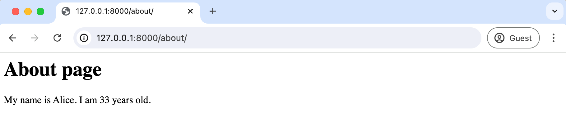 带有姓名和年龄的关于页面